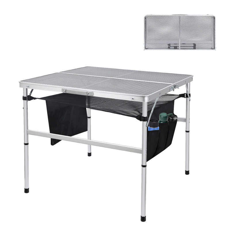Table de camping pliante en aluminium thermolaqué Pujol, L 31,5 po x L 31,5 po x H 26,1 po