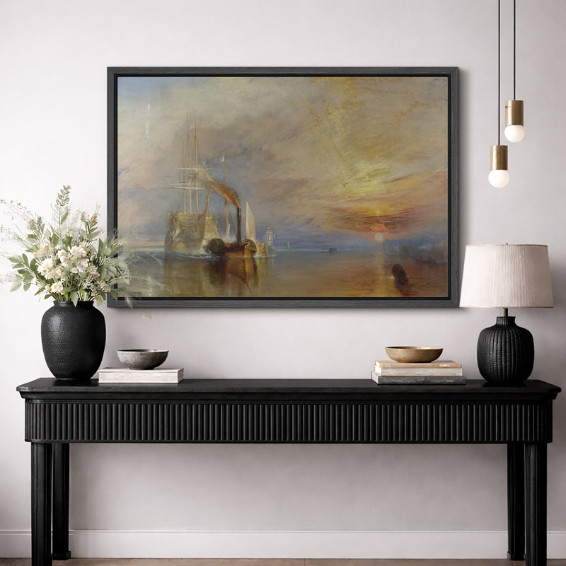 Bateau à vapeur au coucher du soleil, art de paysage marin, images de salon, impression sur toile encadrée, impression numérique.