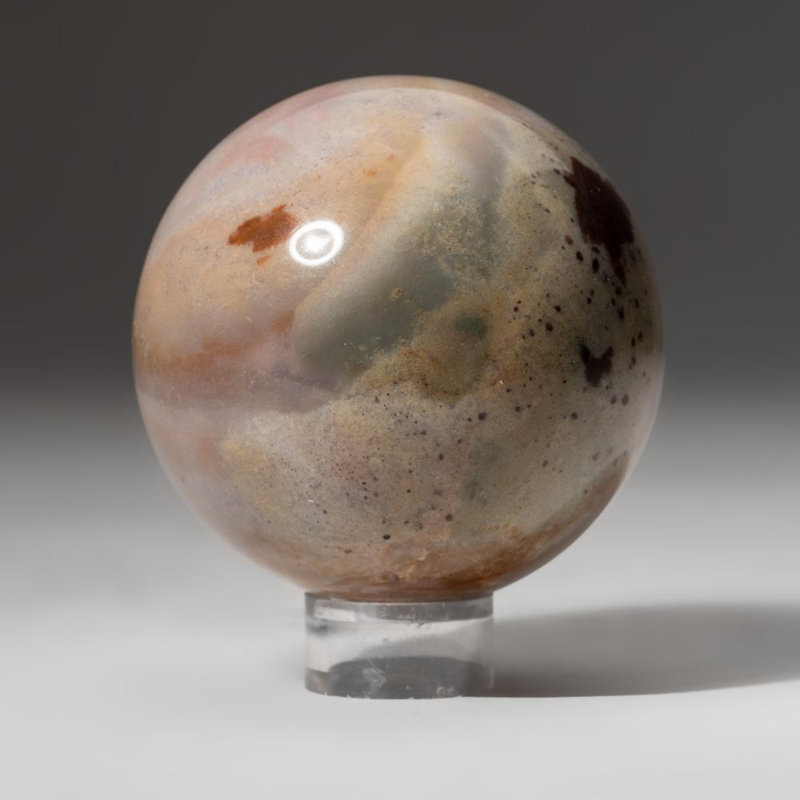 Polished Polychrome Sphere from Madagascar, 2.75" H x 2.75" W x 2.75" D, Gray/Black