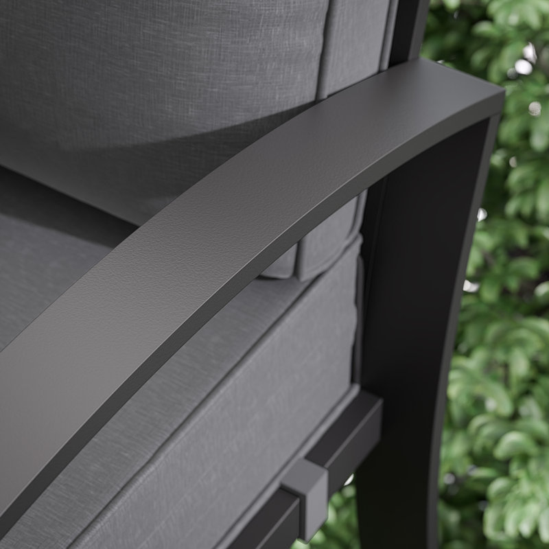 Canapé d'extérieur en aluminium 76 po avec dossier incliné, accoudoirs courbés et pieds de soutien renforcés Mcknight, Gris