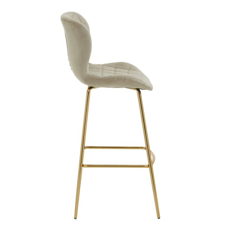 Foosland Upholstered Counter Stool with Metal Frame, Gold, Mink