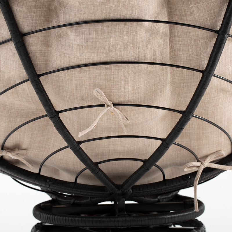 Ariyelle Swivel Papasan Accent Chair with Extra Thick Cushion for Ultimate Comfort, Black, Beige 100% Polyester