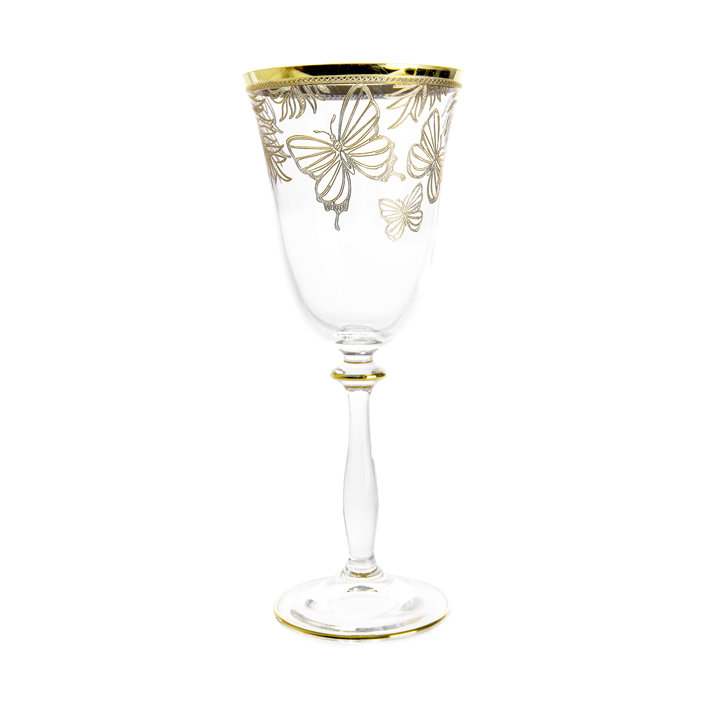 Vivience - 4 verres à eau papillons dorés, 8,75 oz