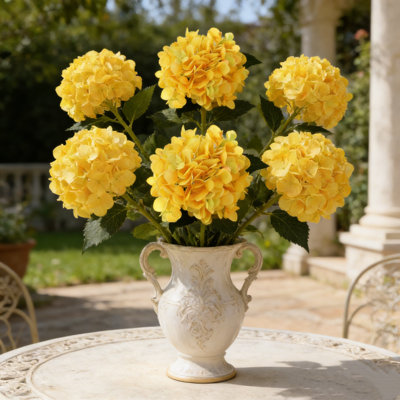 Set Of 5 Artificial Hydrangea Flower 18.5 Long Steam Decorative Silky Flower Bridal Wedding Party Party Decoration Faux Florals, M3