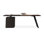 Bureau rectangulaire en bois manufacturé noir + brun clair + acier avec 2 tiroirs