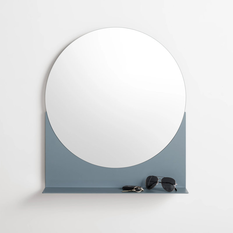 Glance Metal Wall Mirror, Gray Blue