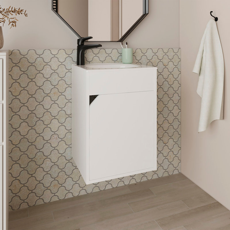 Bathroom Floating Vanity with a Door, White