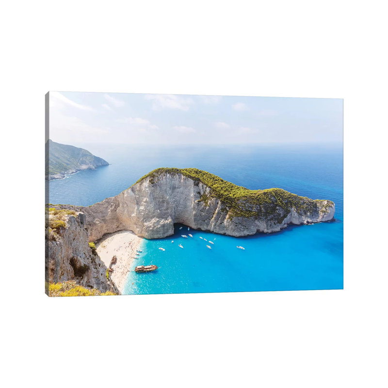 Panoramic Of Shipwreck Beach, Zakynthos, Greece by Matteo Colombo - Wrapped Canvas Print, 20.32 cm H x 30.48 cm W