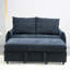 Confortable lit double bleu marine avec revêtement en lin et rangement, futon de salon moderne et dossier réglable