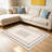 Beige Striped Border carpet-easy to clean, machine-washable, soft and comfortable; suitable for door mats, kitchens, living rooms, bedrooms, corridors, and laundry areas. Easy to clean, durable carpet for home decoration.-129450778