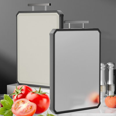 Planche à découper robuste en acier inoxydable de 16 pouces de hauteur, double face