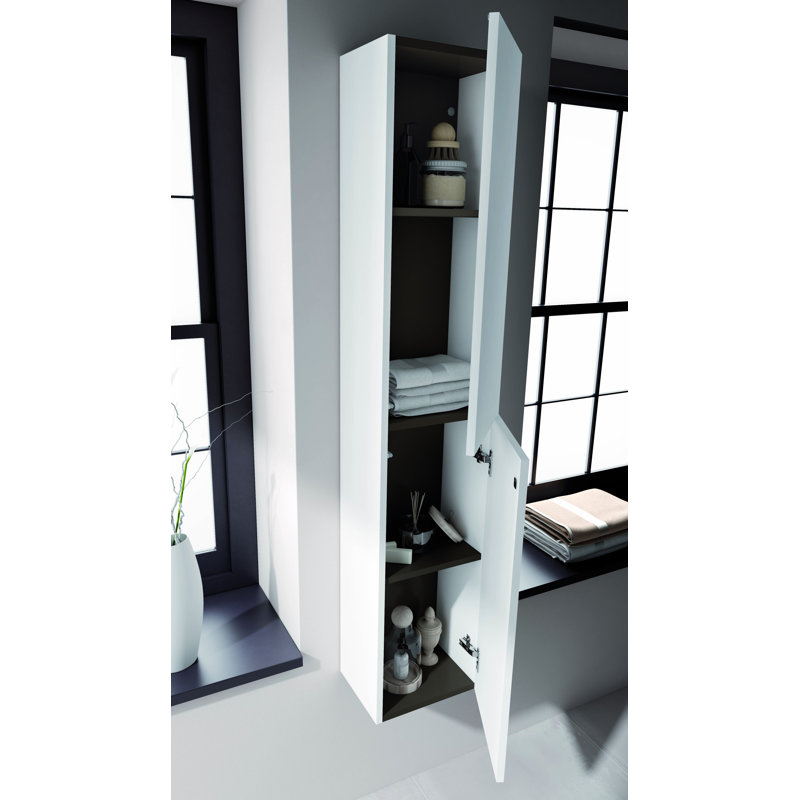 Armoire de style colonne 12 po Royo Fino (noyer sableux), Blanc lustré