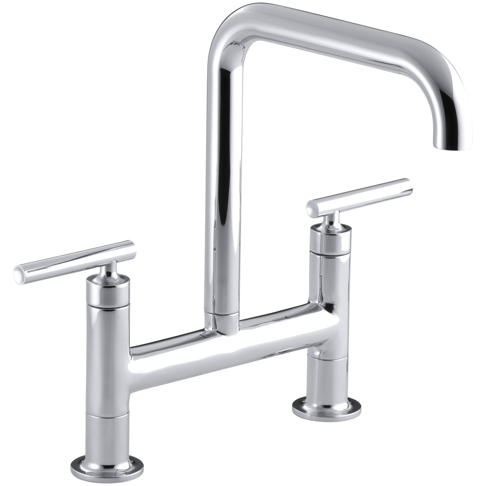 Purist Two-Hole Bridge Kitchen Faucet, Polished Chrome
