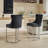 25" Counter Height Bar Stools ( Of 2), Black Velvet Upholstered With Button Back & Rivet Trim, Chromed Metal Base For Home Stools, Modern Base,-116531408
