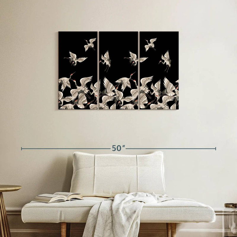 Brampt White Japanese Cranes, 24" H x 38" W