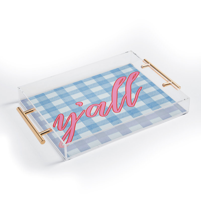 ciaojessa yall gingham Acrylic Tray, Blue