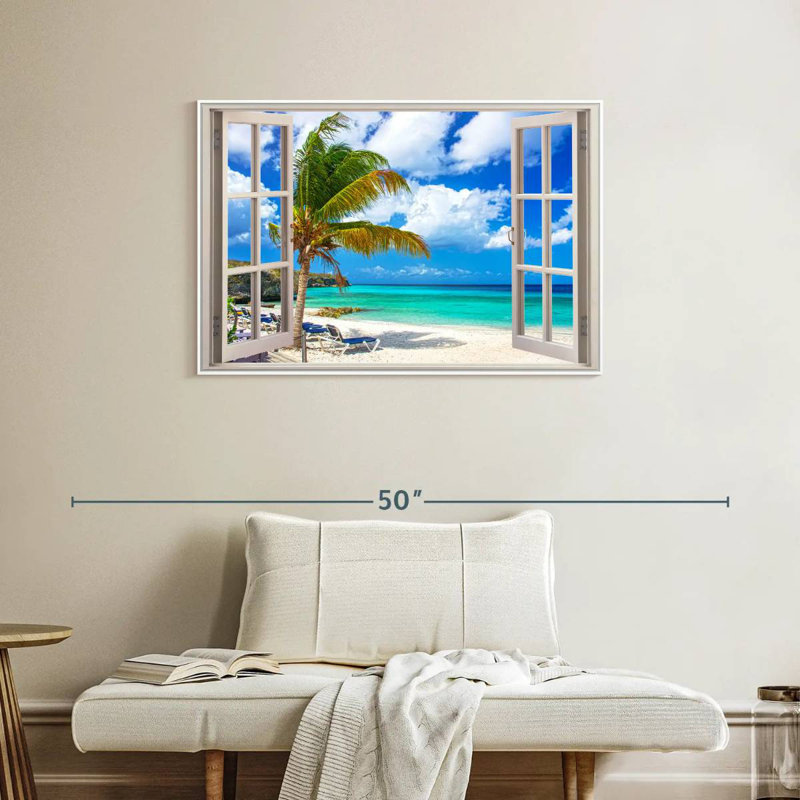 Scène de fenêtre, Cadre flottant blanc, 37 po x 25 po