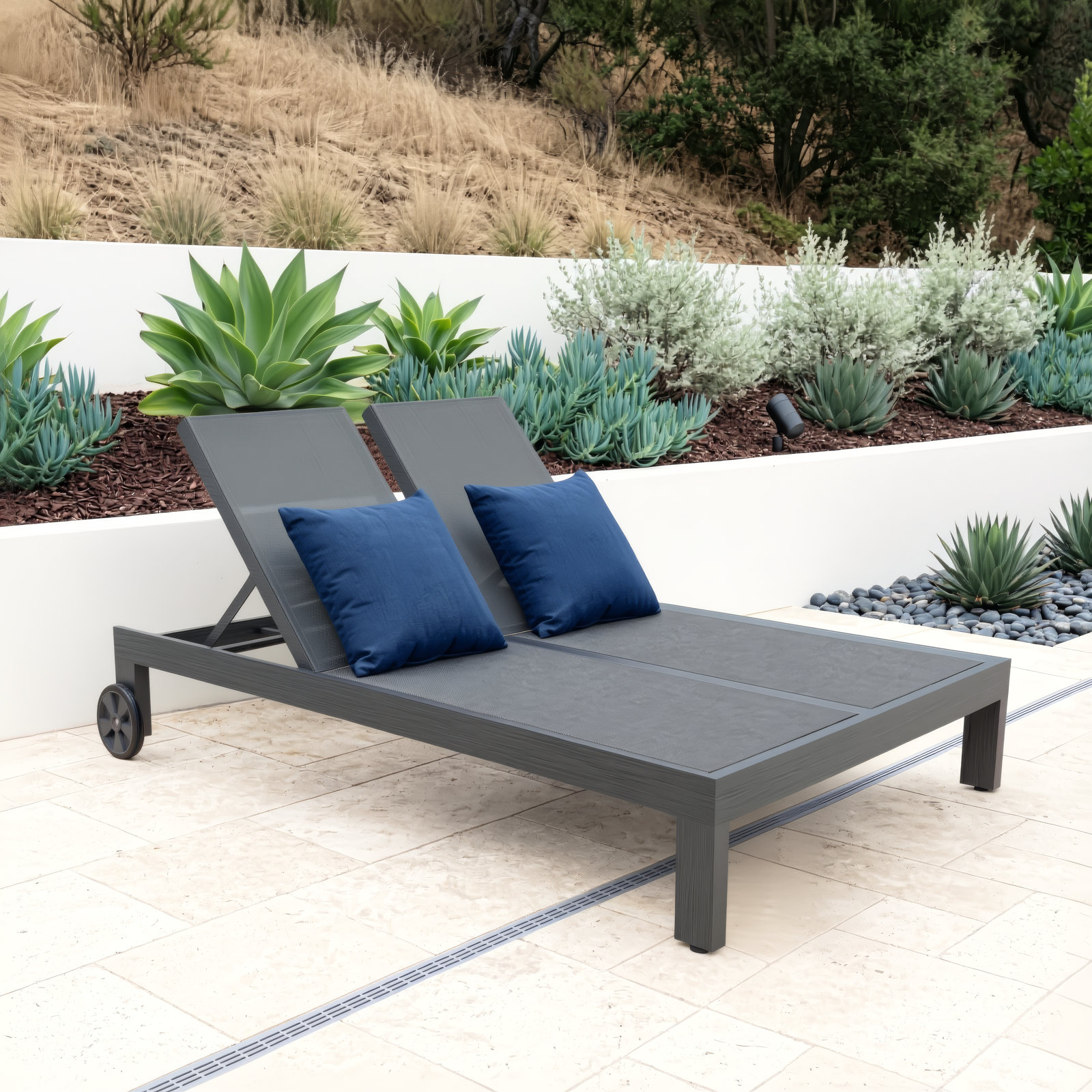 Georgie Outdoor Aluminum Chaise Lounge