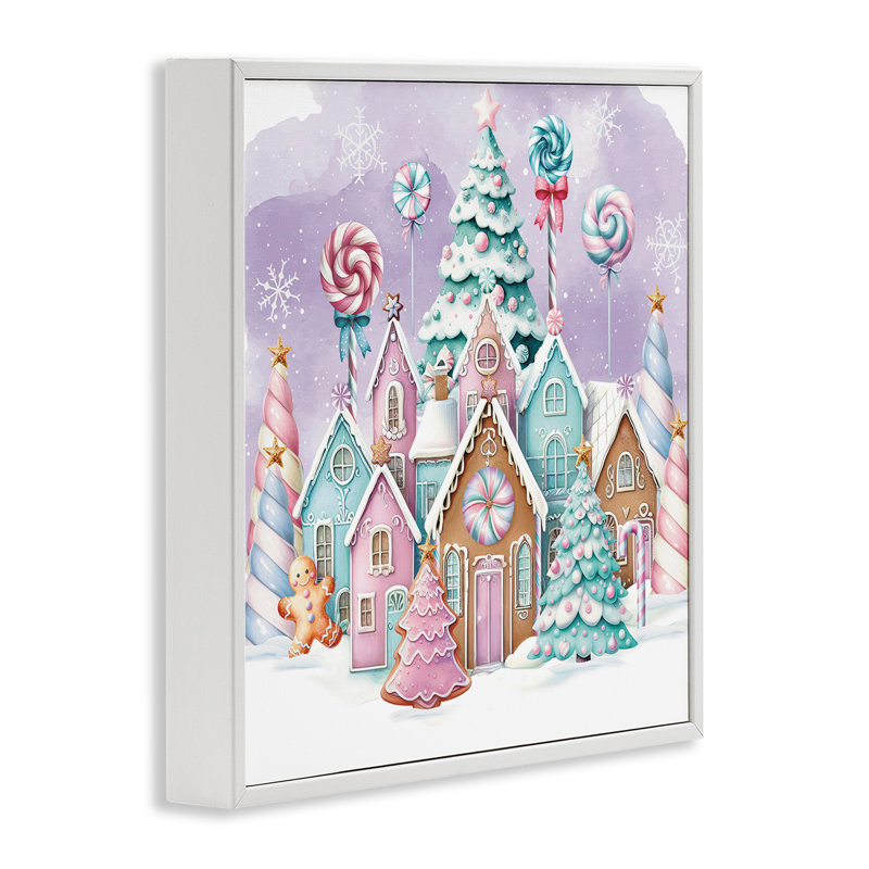 «Gingerbread Candy Town», estampe numérique encadrée par Nicole DeCamp, Estampe numérique encadrée blanc bord de mer