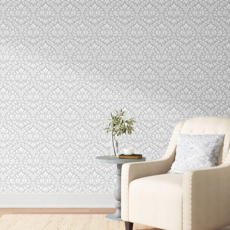 Rouleau de papier peint L 32,7 pi x l 20,5 po Chavis, Gris/beige/argenté métallique