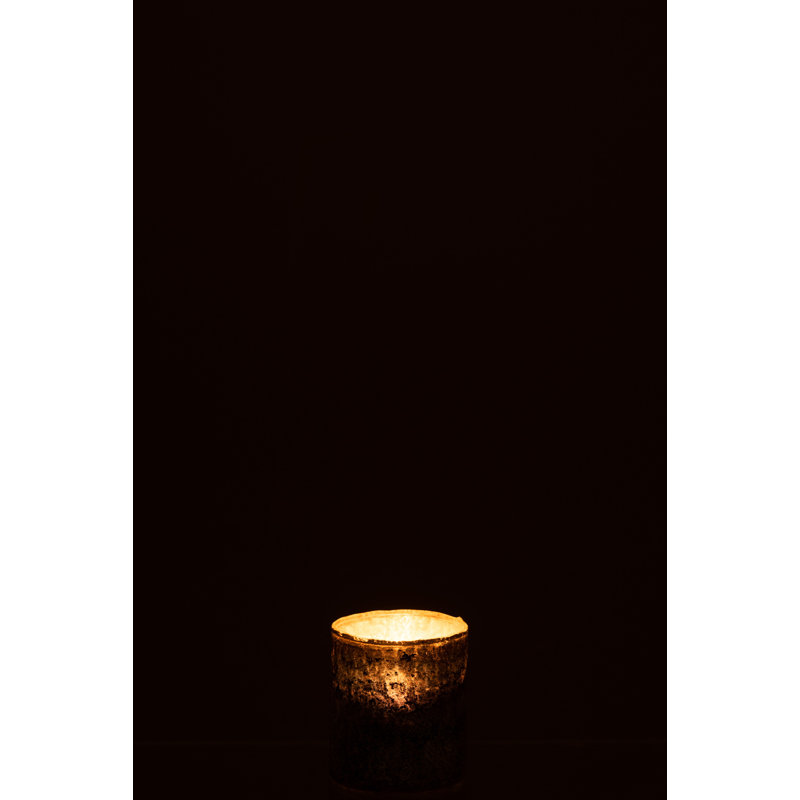 Cozy Glass Tabletop Tealight Holder, 8cm H x 7cm W x 7cm D, Grey