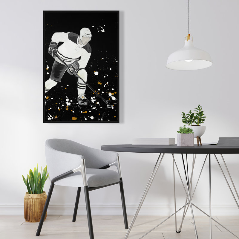 Joueur de hockey en action - Toile encadrée pour décor de chambre de sport