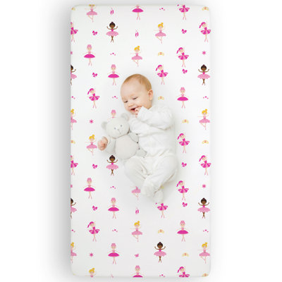 Wildkin Kids 100% Microfiber Crib Sheet – Soft, Breathable Fitted Sheet - Ballerina