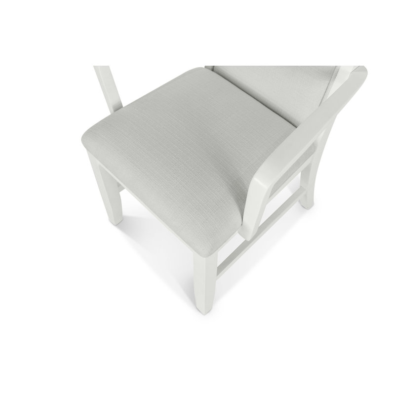 Bledsoe - Ensemble de 2 fauteuils de salle à manger rembourrés - Finition blanc foncé - Revêtement sable