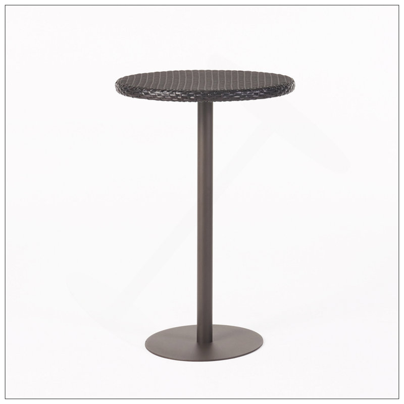 Table de bar d'extérieur ronde en rotin de polyéthylène de 26 po, Multibrown