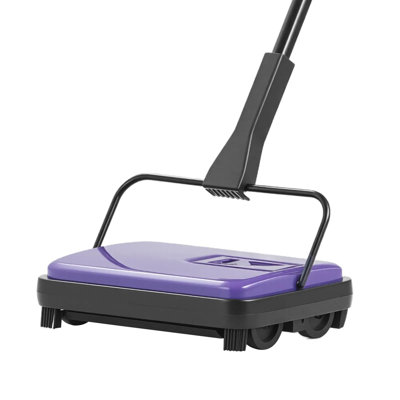 Balayeuse à tapis manuelle, poubelle de nettoyage de 300 ml, 6,7 po, tête rotative à 180 ° pour bureau à domicile, mauve