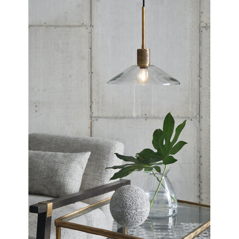 Antiqued Black and Clear Glass Cone Pendant Light