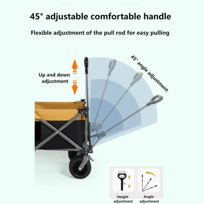 Folding Canvas Wagon All Terrain Portable Grocery Cart With Adjustable Handle
