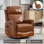 Fauteuil inclinable manuel massant et chauffant en cuir véritable jaune foncé avec bascule et pivot pour salon-429520163