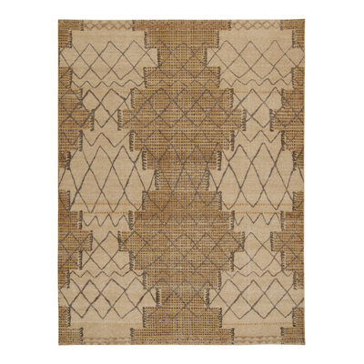 Distressed Homage Hand Knotted Wool Geometric Area Rug