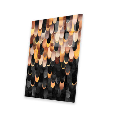 Plumes - cuivre et impression noire sur verre acrylique