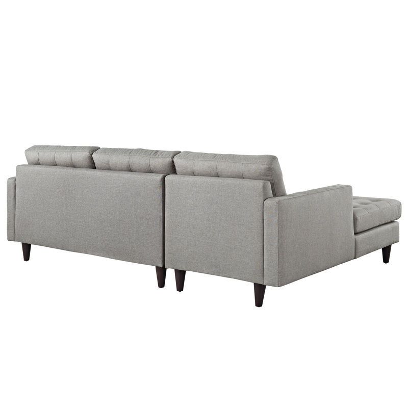 Canapé modulaire Modway Empress, Orienté à gauche (vu de face), Velours gris pâle, H 34 po x l 99,5 po x P 60,5 po