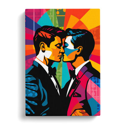 Two Men In Love Pop - No Frame Art Prints - Wrapped Canvas