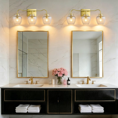 24" W 3-Light Dimmable Wrought Iron Vanity Light