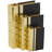 Faux Leather Storage Book Gold Decorative Box with Black Cover and Striped Spine Set