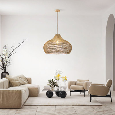 Luminaire suspendu en rotin Kloe Brown