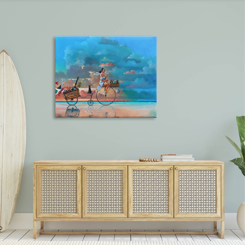 «Summer Beach Bike Ride Reflection», art mural par Ronald West, H 36 po x l 48 po x P 1,5 po