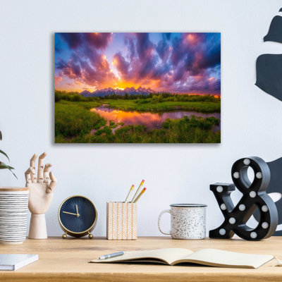 «Grand Sunset In The Tetons» par Darren White, art mural en verre acrylique