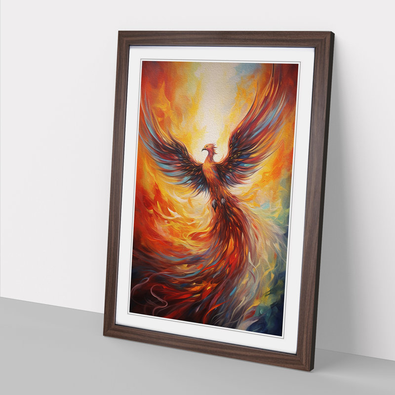 XYZ-FRM-V1223-5114 Phoenix Hard Edge - Single Picture Frame Print on Wood, 64cm H x 46cm W x 2cm D, Walnut
