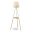 Kellsey White & Wooden Tripod-Style Standing Floor Lamp with Storage Shelf - Elegant Simple Design