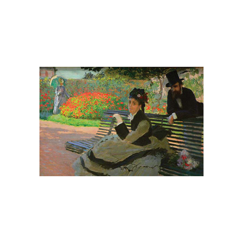 Camille Monet sur un banc de jardin par Claude Monet - impression, H 44 po x l 66 po x P 1,5 po