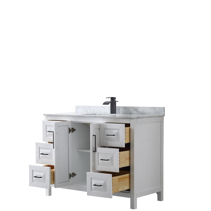 Daria 60" Single Bathroom Vanity Set, White, Matte Black, 48"
