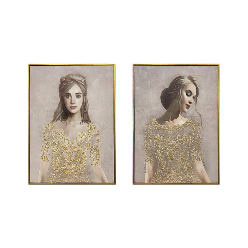 LEAVES SET 2 CANVAS - 2 Piece Floater Frame Painting Set on Canvas