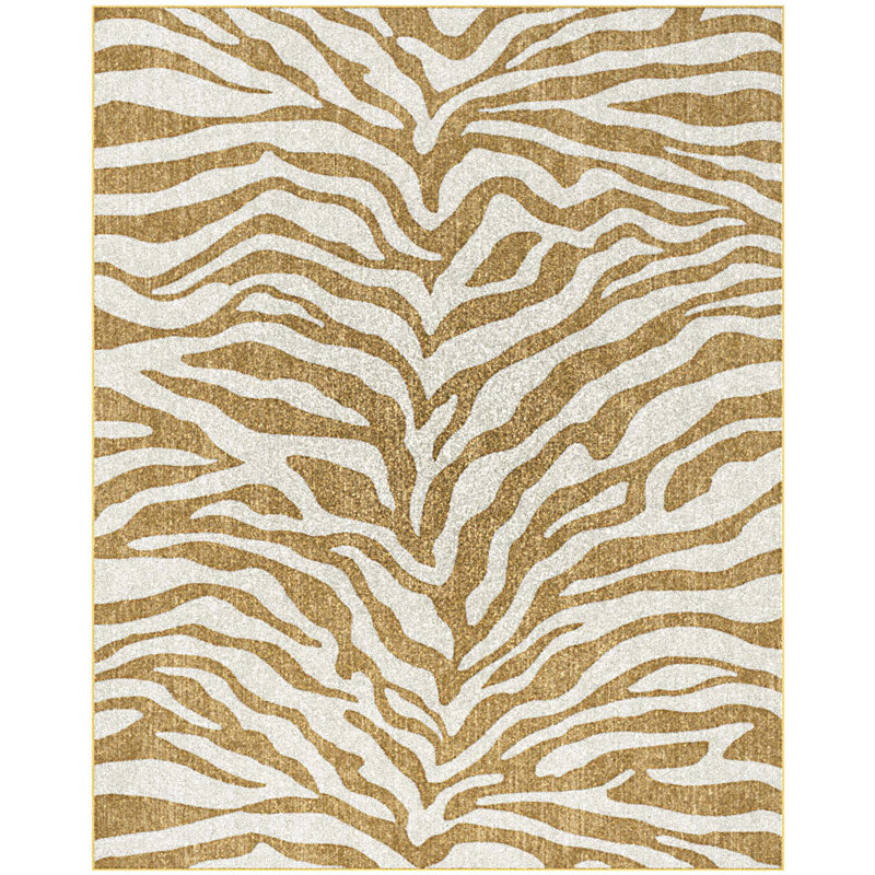 Shandera Viscose Animal Print Rug, Rectangle 5'3" x 7'6"