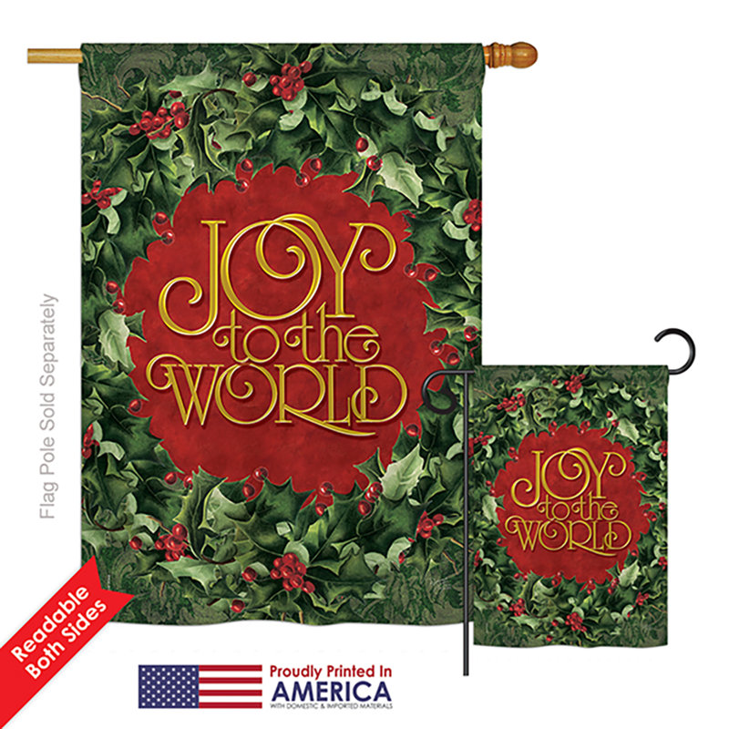 Drapeau de jardin en polyester Joy To The World Wreath Winter Wonderland Impressions