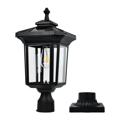 Black Solar  Outdoor Weather Resistant Post Light Included Dusk To Dawn Led